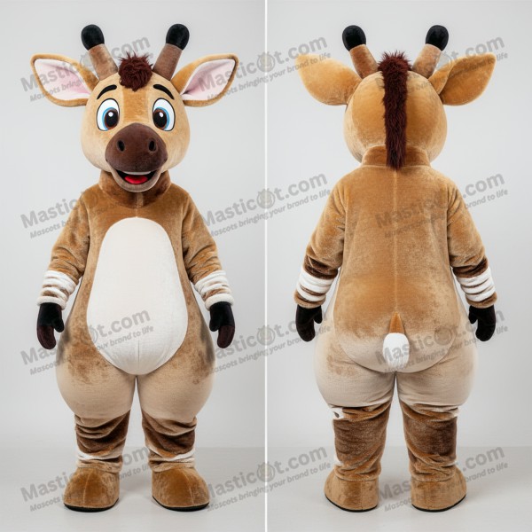 Velvety tan playful okapi mascot - Masticot.com