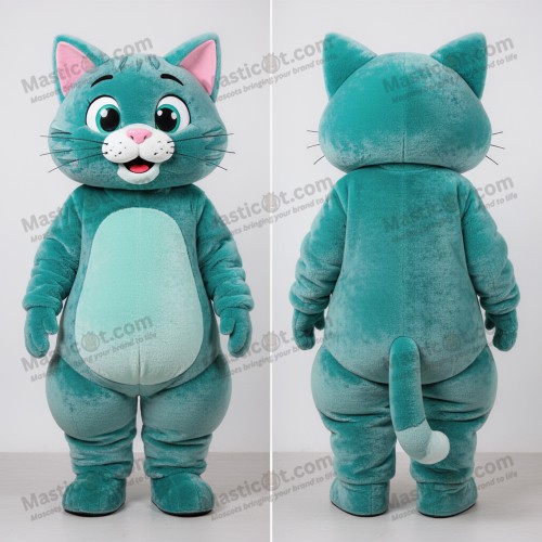 Teal plush farm cat mascot - Masticot.com
