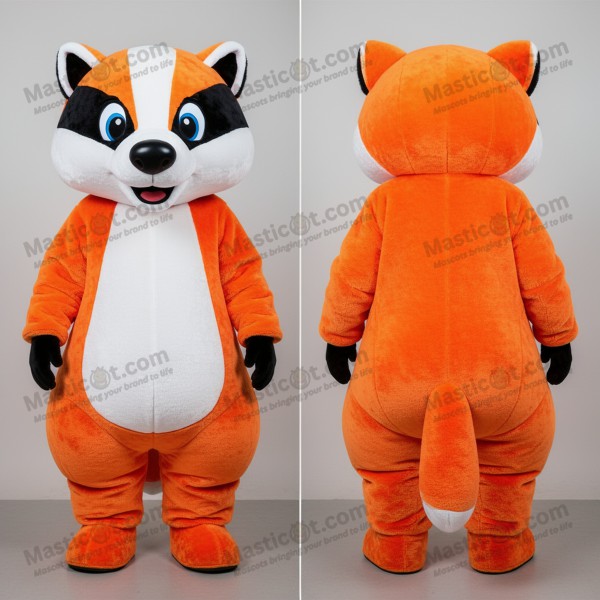 Sametný oranžový hravý maskot jezevce - Masticot.com