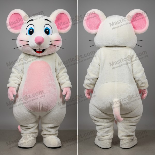 Creamy white velvety rat mascot - Masticot.com