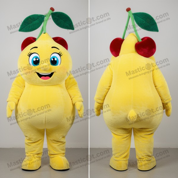 Buttery yellow cheerful cherry mascot - Masticot.com