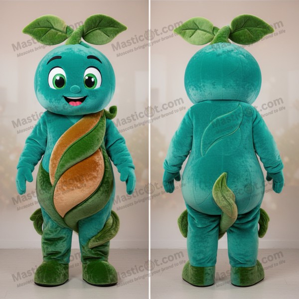 Teal leafy beanstalk mascot - Masticot.com
