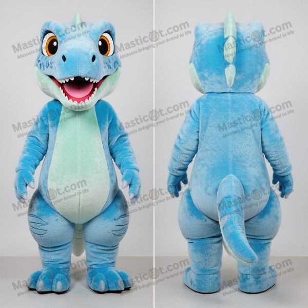 Sky blue cartoon velociraptor mascot - Masticot.com