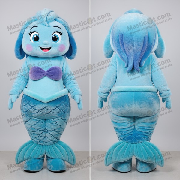 Sky blue velvety mermaid mascot - Masticot.com