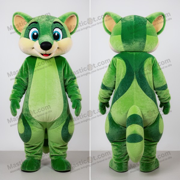 Emerald green playful mongoose mascot - Masticot.com