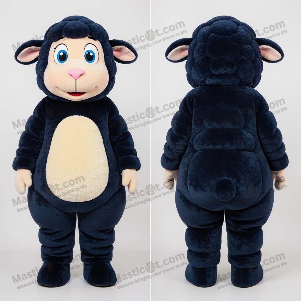 Navyblauer Samt-Schaf-Maskottchen - Masticot.com