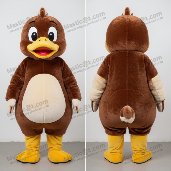 Varmbrun gosig anka-maskot - Masticot.com