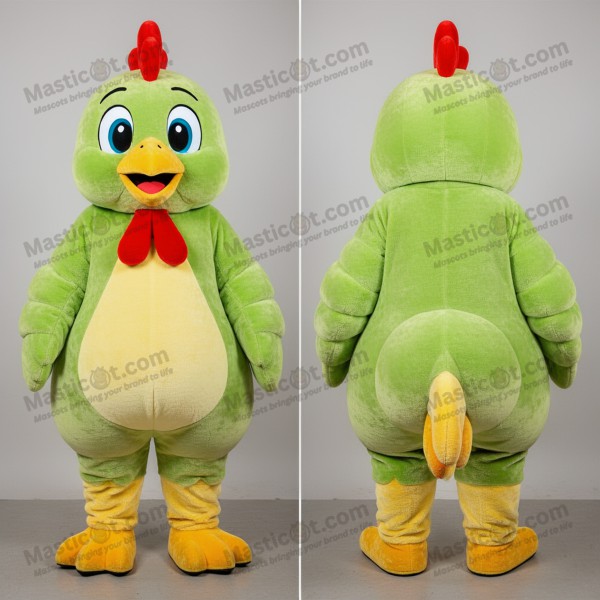 Lime green rounded chicken mascot - Masticot.com