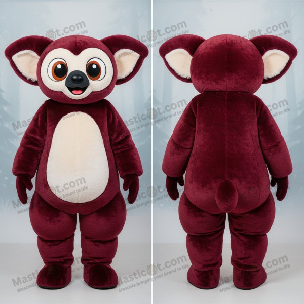 Červenohnědá plyšová maskota lemura aye-aye - Masticot.com
