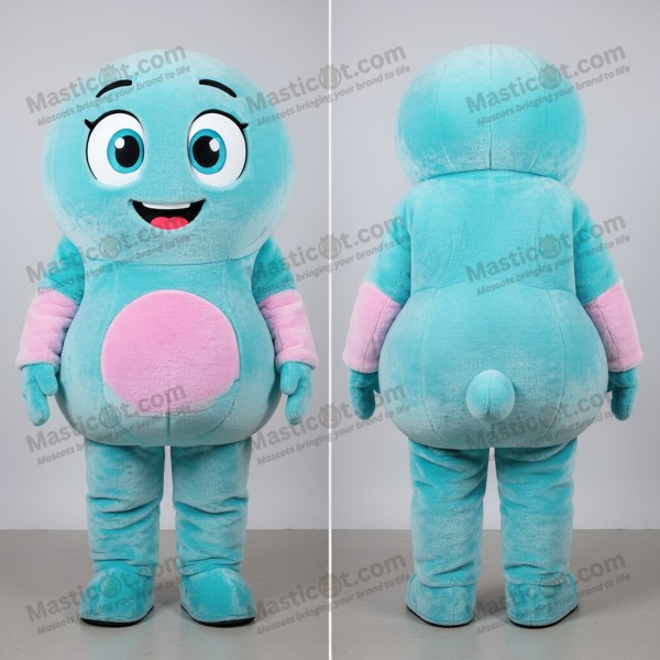 Cyan rounded meatballs mascot - Masticot.com