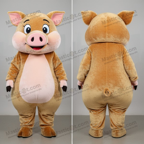 Gold plush friendly sow mascot - Masticot.com