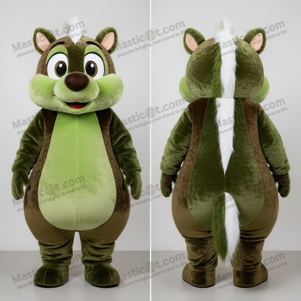 Olive Green Cartoon Skunk Mascot - Masticot.com