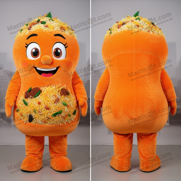 Orange fluffy biryani mascot - Masticot.com
