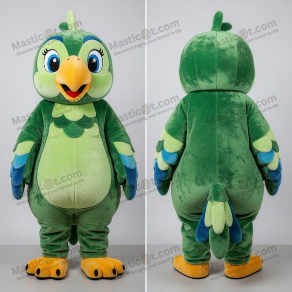 Emerald green vibrant parrot mascot - Masticot.com