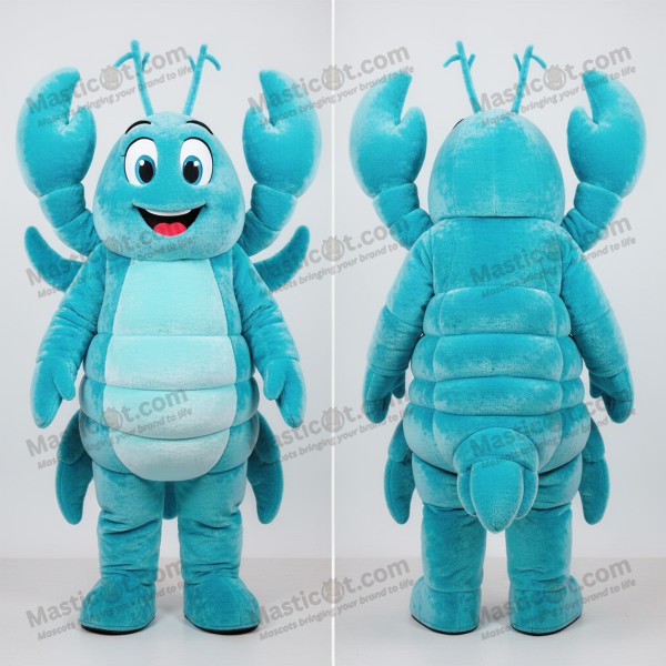 Cyan velvety lobster mascot - Masticot.com