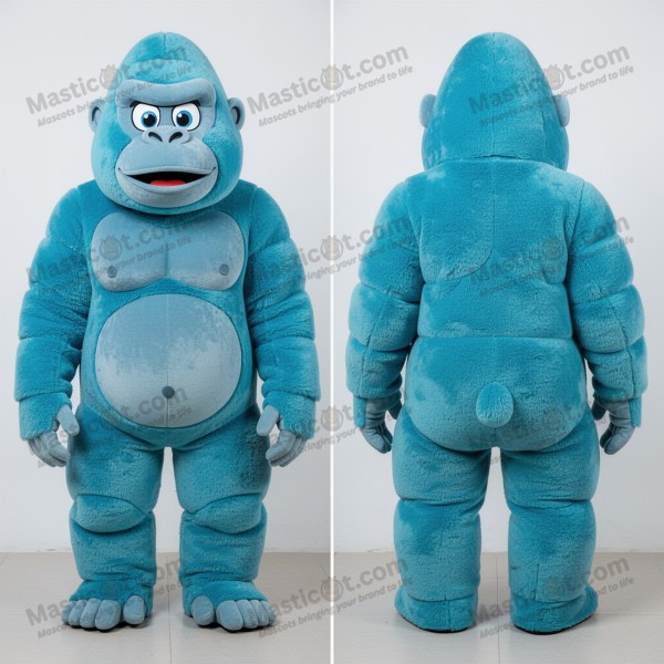 Cyan vibrant grinning gorilla mascot - Masticot.com