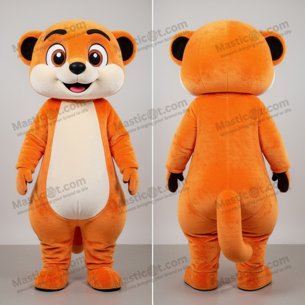 Velvety orange grinning meerkat mascot - Masticot.com