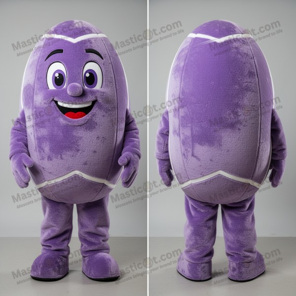 Lavender rounded rugby ball mascot - Masticot.com