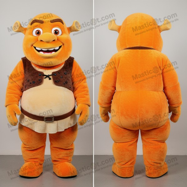 Rust orange broad grinned ogre mascot - Masticot.com