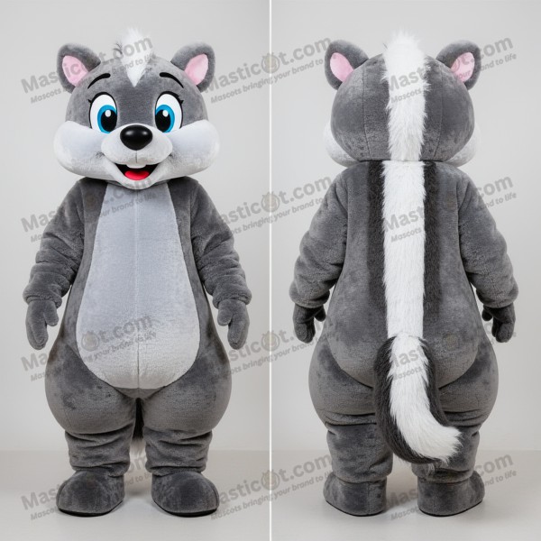 Charcoal gray rounded skunk mascot - Masticot.com