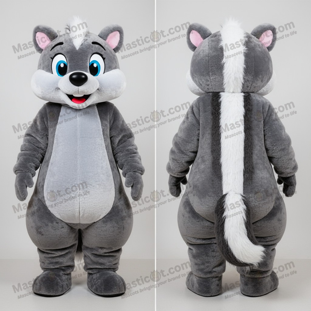 Charcoal gray rounded skunk mascot - Masticot.com