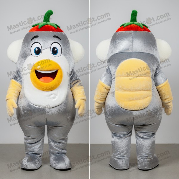 Silver shimmering shakshuka mascot - Masticot.com