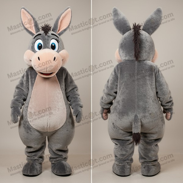 Velvet gray playful donkey mascot - Masticot.com