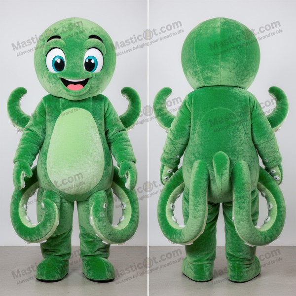 Emerald green swirling kraken mascot - Masticot.com
