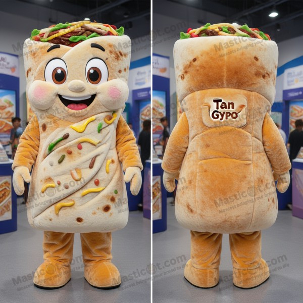 Velvety tan rounded gyro mascot - Masticot.com