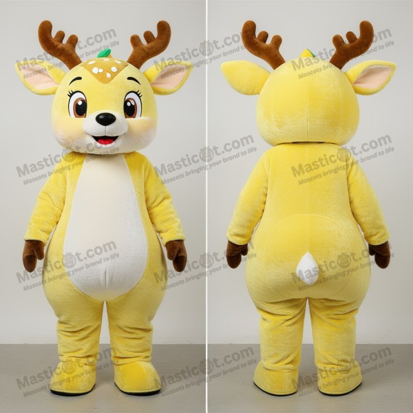 Lemon yellow cuddly deer mascot - Masticot.com
