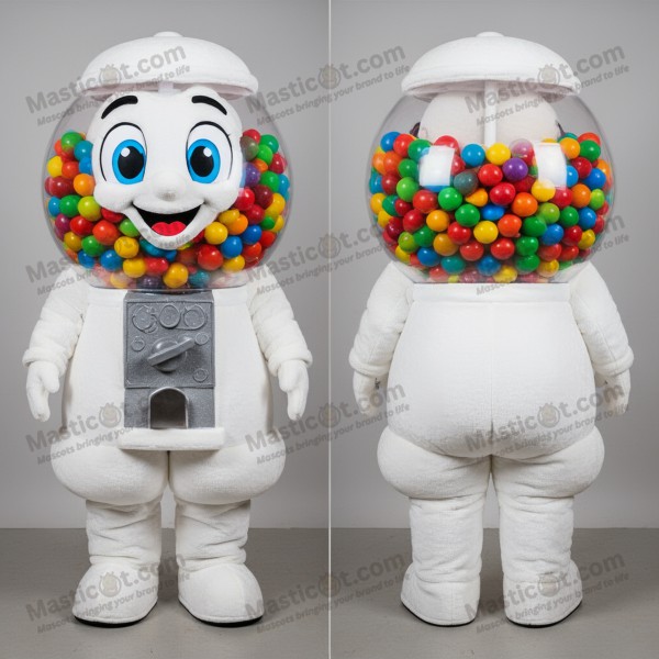 Vibrant white gumball machine mascot - Masticot.com