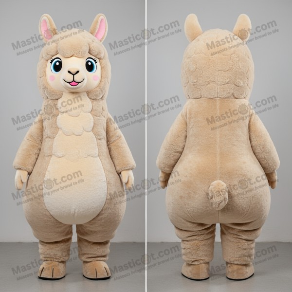 Beige kosealpaka maskot - Masticot.com