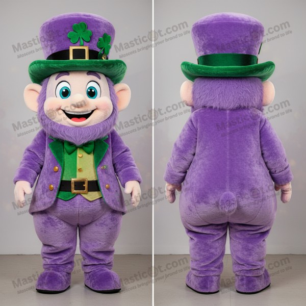 Lavender Cartoon Leprechaun Mascot - Masticot.com