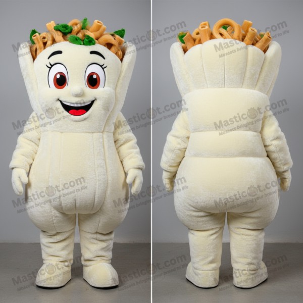 Creamy White Cartoon Pesto Pasta Mascot - Masticot.com