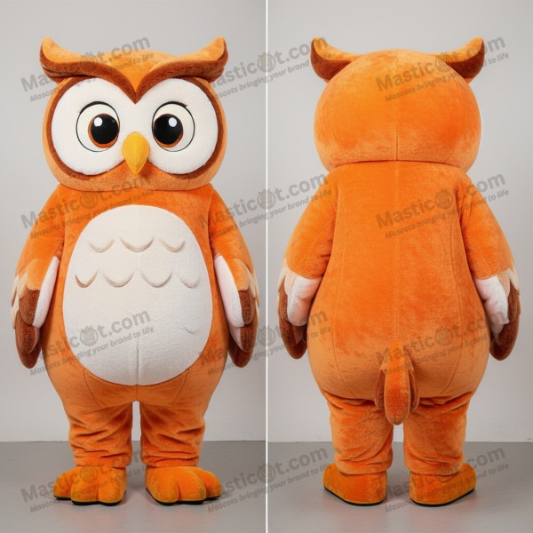 Velvet Orange Cartoon Owl Mascot - Masticot.com
