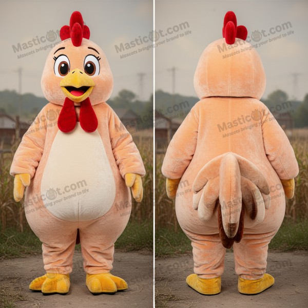 Peach soft velvety roosters mascot - Masticot.com
