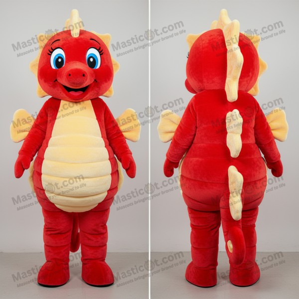 Red velvety seahorse mascot - Masticot.com