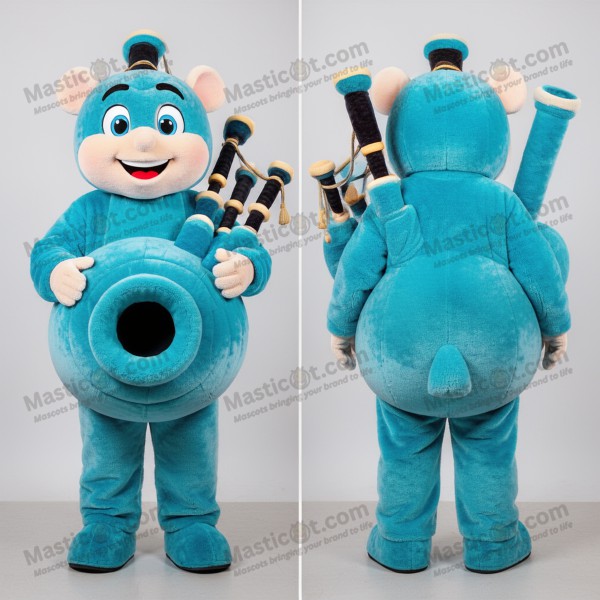 Cyan plush bagpipe mascot - Masticot.com