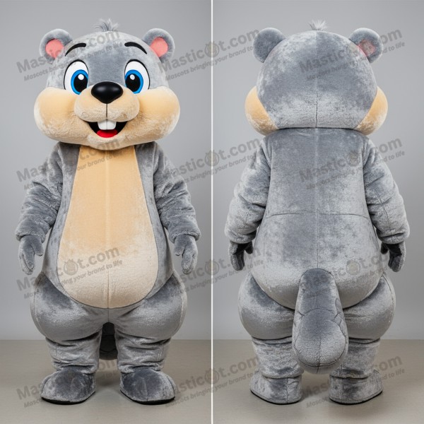 Silver Velvety Cartoon Beaver Mascot - Masticot.com