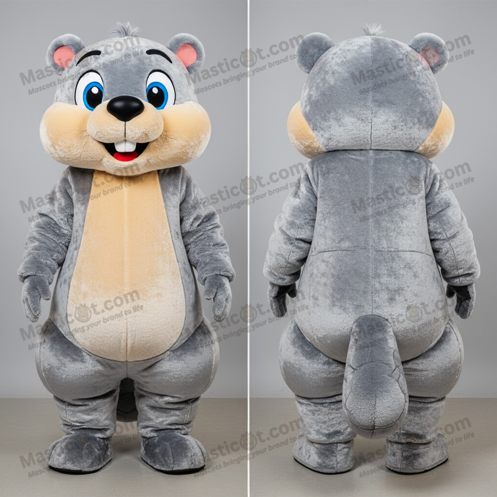 Sølvfløyelsaktig tegneseriebever-maskot - Masticot.com