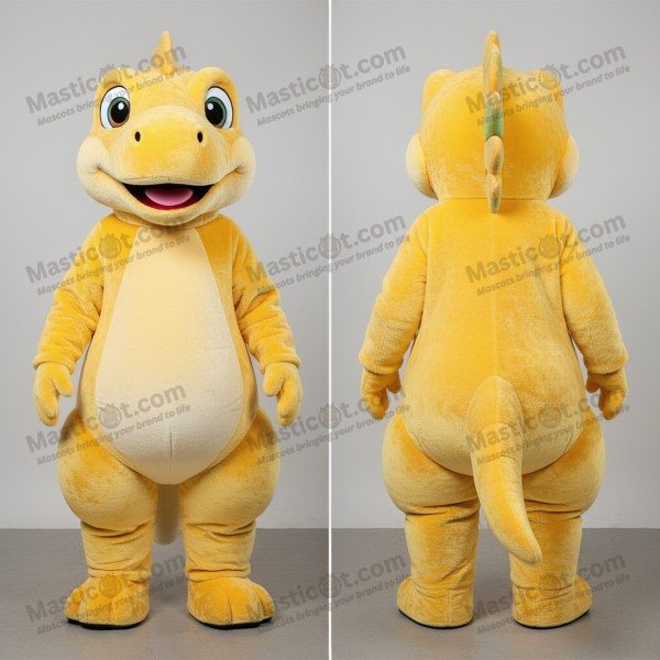 Vivid yellow friendly iguanodon mascot - Masticot.com