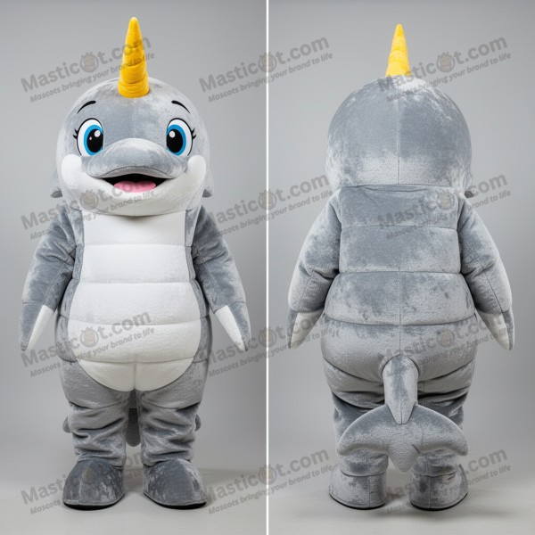 Silver shimmering narwhal mascot - Masticot.com