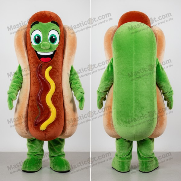 Vibrant Green Cartoon Hot Dogs Mascot - Masticot.com