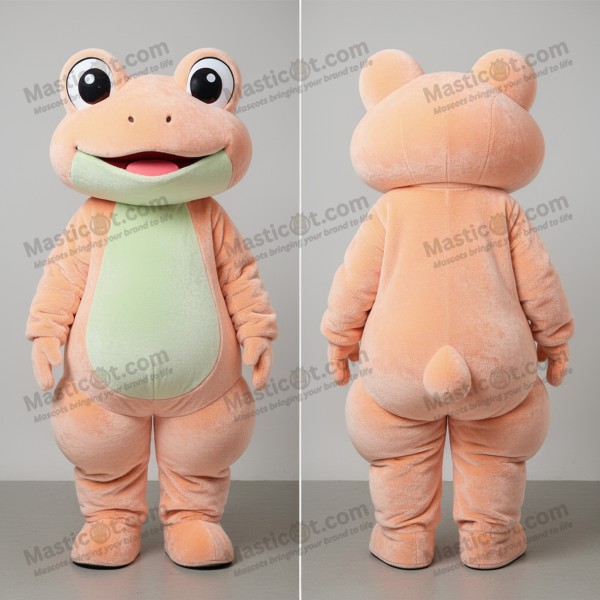 Peach Green Cartoon Frog Mascot - Masticot.com