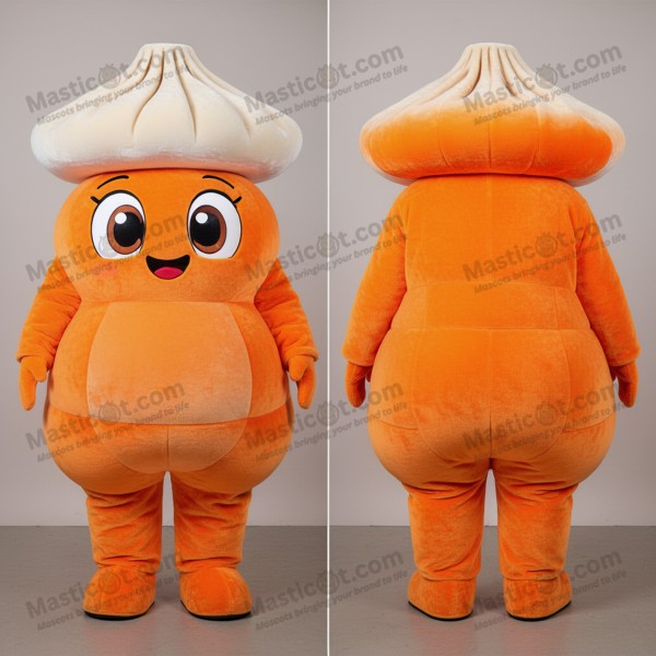 Vibrant Orange Rounded Dim Sum Mascot - Masticot.com