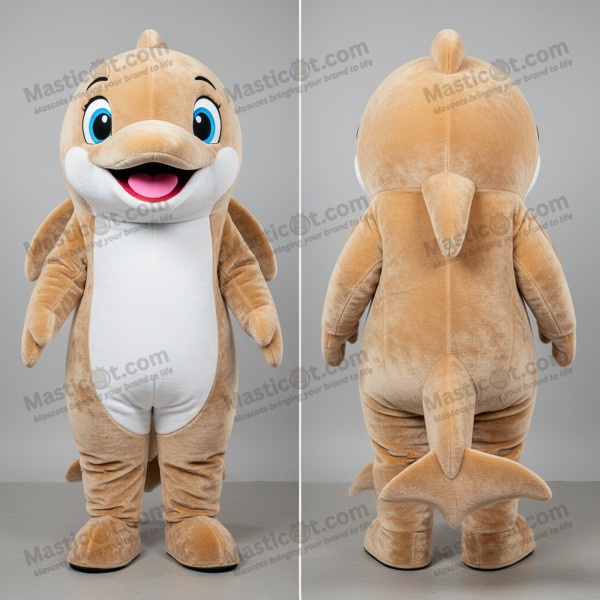 Tan Playful Smiling Dolphin Mascot - Masticot.com
