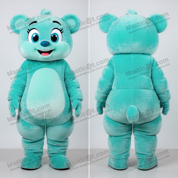 Turquoise Cartoon Bear Chocolates Mascot - Masticot.com