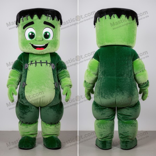 Emerald Green Velvety Frankenstein Mascot - Masticot.com