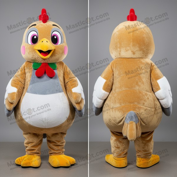 Gold plush feathered pigeon mascot - Masticot.com
