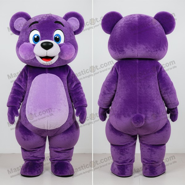 Velvet purple broad shouldered bear mascot - Masticot.com
